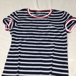 Tommy Hilfiger Navy and White Striped Kids Tee
